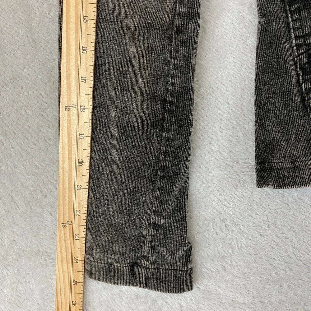 Y2K Corduroy Blazer Jacket Women Size L Charcoal Gray Vintage Wash Grunge - Picture 9 of 10